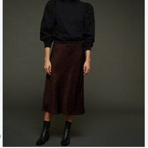 Soeur Fever midi skirt in black prune print